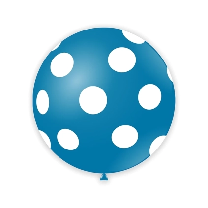 Palloncini 33" (86cm) blu 52 con stampa bianca globo Pois, 1pz.