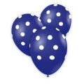 Palloncini 12" (30cm) blu 50 con stampa bianca globo Pois, 100pz.