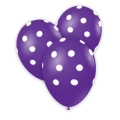 Palloncini 12" (30cm) viola 84 con stampa bianca globo Pois, 100pz.