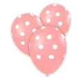 Palloncini 12" (30cm) rosa baby 40 con stampa bianca globo Pois, 100pz.