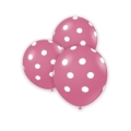 Palloncini 5" (12cm) rosa 26 con stampa bianca globo Pois, 100pz.
