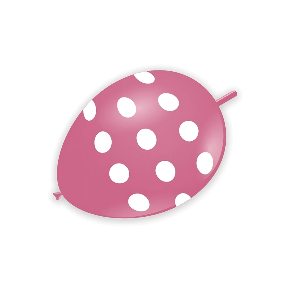 Palloncini link 13" (33cm) rosa 26 con stampa bianca globo Pois, 100pz.