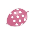 Palloncini link 13" (33cm) rosa 26 con stampa bianca globo Pois, 100pz.