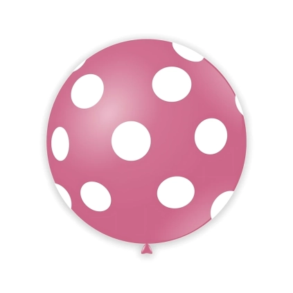 Palloncini 33" (86cm) roso 26 con stampa bianca globo Pois, 1pz.