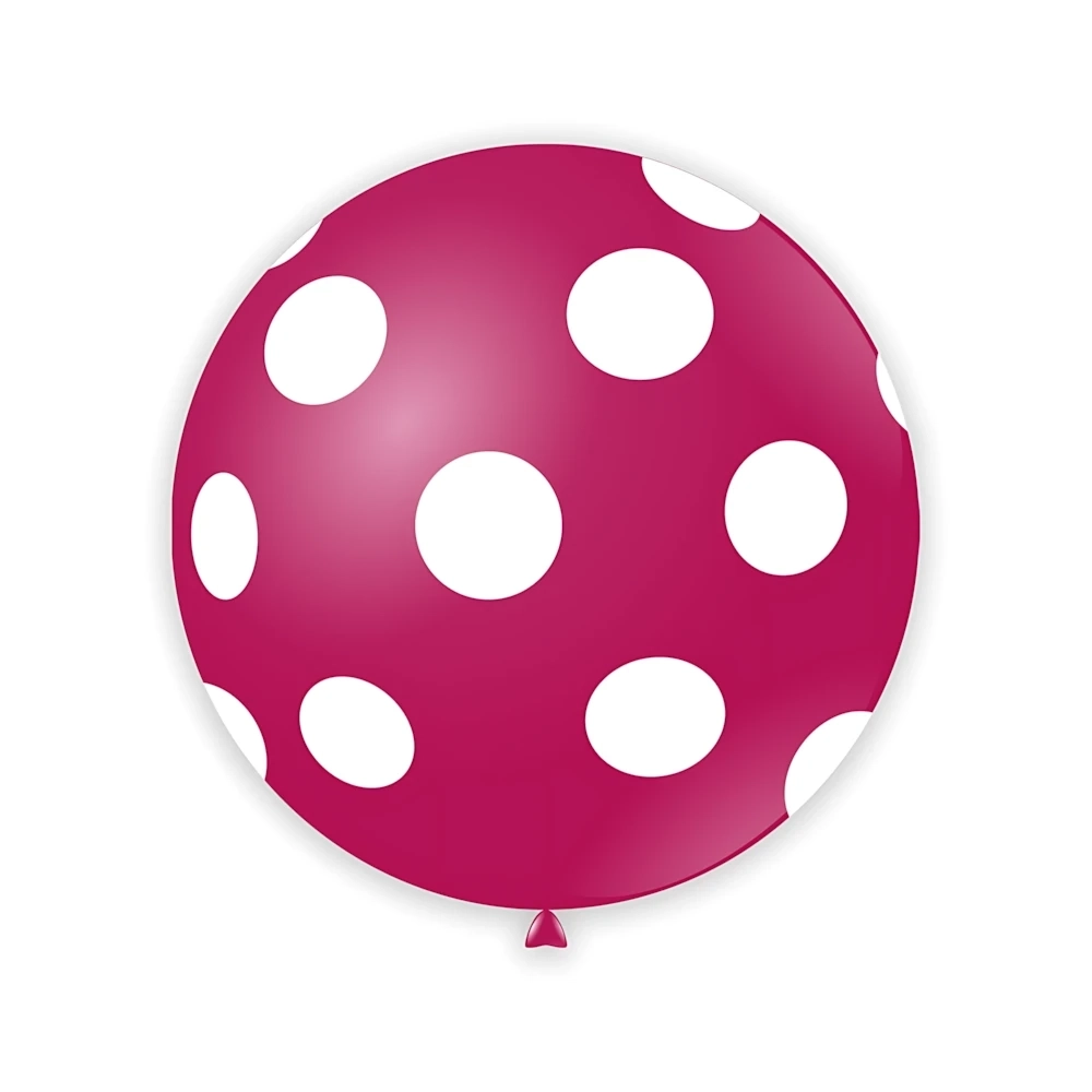 Palloncini 33" (86cm) fucsia 07 con stampa bianca globo Pois, 1pz.