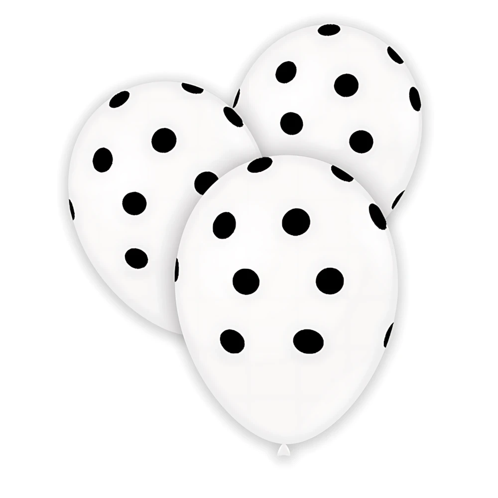 Palloncini 12" (30cm) bianco 10 con stampa nera globo Pois, 100pz.