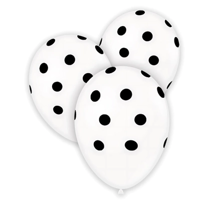 Palloncini 12" (30cm) bianco 10 con stampa nera globo Pois, 100pz.