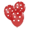Palloncini 12" (30cm) rosso 32 con stampa bianca globo Pois, 100pz.