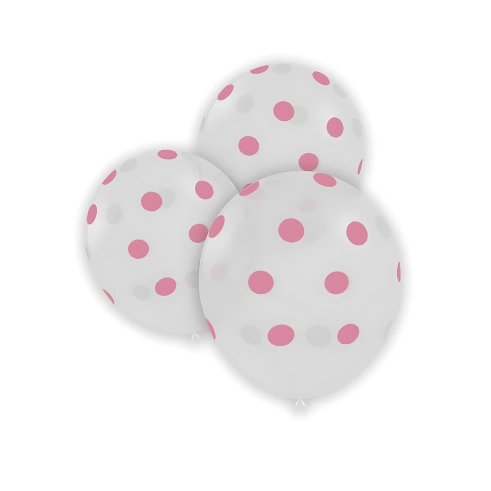 Palloncini 5" (12cm) trasparente 57 con stampa 57 st. rosa globo Pois, 100pz.