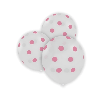 Palloncini 5" (12cm) trasparente 57 con stampa 57 st. rosa globo Pois, 100pz.