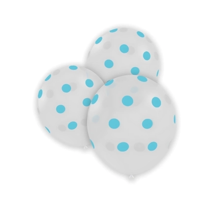 Palloncini 5" (12cm) trasparente 57 con stampa 57 st. celeste globo Pois, 100pz.