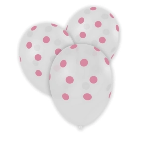 Palloncini 12" (30cm) trasparente 57 con stampa 57 st. Rosa globo Pois, 100pz.