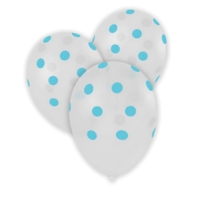Palloncini 12" (30cm) trasparente 57 con stampa 57 st. Celeste globo Pois, 100pz.
