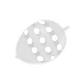 Palloncini link 13" (33cm) trasparente 57 con stampa bianca globo Pois, 100pz.