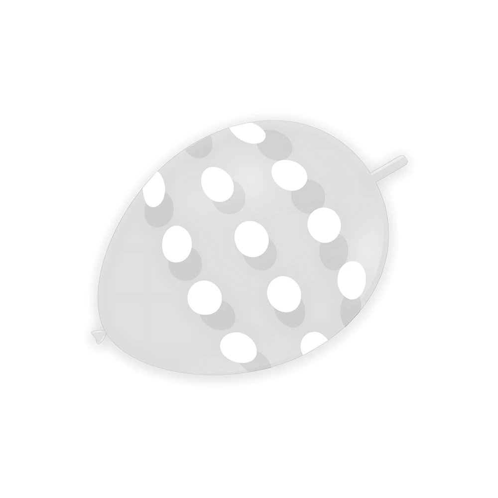 Palloncini link 13" (33cm) trasparente 57 con stampa bianca globo Pois, 100pz.