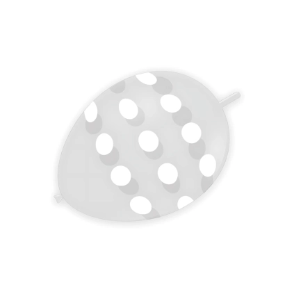 Palloncini link 13" (33cm) trasparente 57 con stampa bianca globo Pois, 100pz.