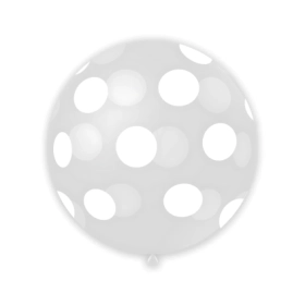 Palloncini 33" (86cm) trasparente 57 con stampa 57 st. bianca globo Pois, 1pz.