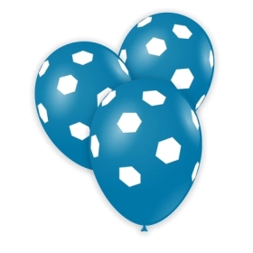 Palloncini 12" (30cm) blu 52 con stampa bianca globo Calcio, 100pz.