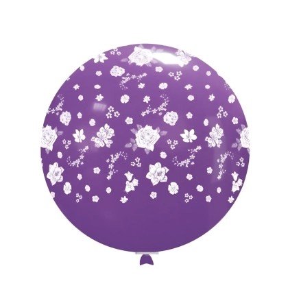 Palloncini 33" (86cm) assortiti con stampa bianca globo Fiori, 1pz.