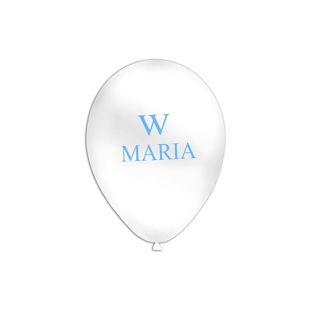 Palloncini 12" (30cm) bianco 10 con stampa celeste W Maria su 1 lato, 100pz.
