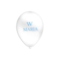 Palloncini 12" (30cm) bianco 10 con stampa celeste W Maria su 1 lato, 100pz.
