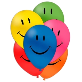 Palloncini 12" (30cm) assortiti con stampa nera Smile su 1 lato, 100pz.