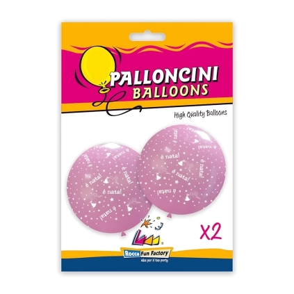 Palloncini 33" (86cm) rosa 26 con stampa bianca globo E' Nata, 2pz.