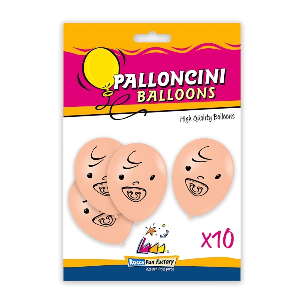 Palloncini 12" (30cm) pall. 11"/12" con stampa nera Baby Face su 1 lato, 10pz.
