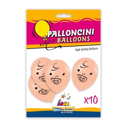 Palloncini 12" (30cm) pall. 11"/12" con stampa nera Baby Face su 1 lato, 10pz.
