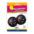 Palloncini 33" (86cm) nero con stampa rosa e celeste globo Bimbo o Bimba?, 5pz.