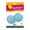 Palloncini 33" (86cm) celeste 46 con stampa bianca globo Battesimo, 2pz.