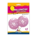 Palloncini 33" (86cm) rosa 26 con stampa bianca 1° Compleanno globo, 2pz.