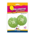 Palloncini 33" (86cm) verde 22 con stampa bianca globo numero 18, 2pz.
