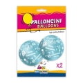 Palloncini 33" (86cm) celeste 80 con stampa bianca globo Prima Comunione, 2pz.