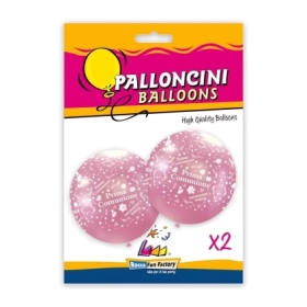 Palloncini 33" (86cm) rosa 74 con stampa bianca globo Prima Comunione, 2pz.