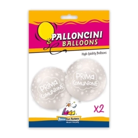 Palloncini 33" (86cm) perla 60 con stampa bianca globo Prima Comunione, 2pz.