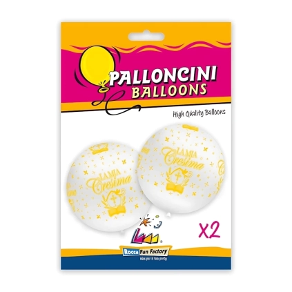 Palloncini 33" (86cm) bianco 10 con stampa ocra globo Cresima, 33pz.