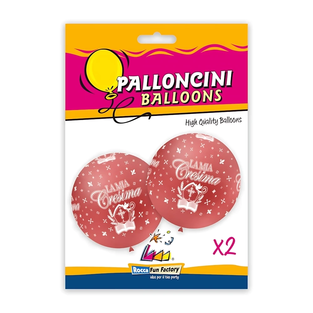 Palloncini 33" (86cm) rosso 63 con stampa bianca globo Cresima, 33pz.