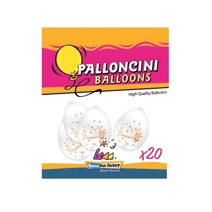 Palloncini 10" (26cm) bianco 10 con stampa ocra Cresima su 2 lati, 20pz.