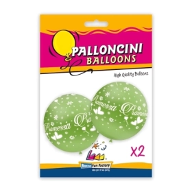 Palloncini 33" (86cm) verde 22 con stampa bianca globo Promessa, 2pz.