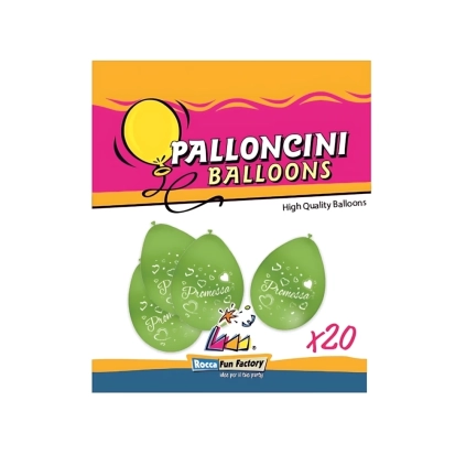 Palloncini 10" (26cm) verde 22 con stampa bianca Promesa su 2 lati, 20pz.
