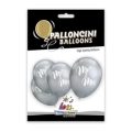 Palloncini 12" (30cm) argento titanio 102 con stampa bianca Mr. Mrs. su 2 lati, 5pz.