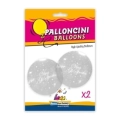 Palloncini 33" (86cm) trasparente 57 con stampa bianca globo Viva Gli Sposi, 2pz.
