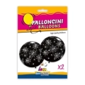 Palloncini 33" (86cm) nero 15 con stampa bianca globo Ragnatele, 2pz.