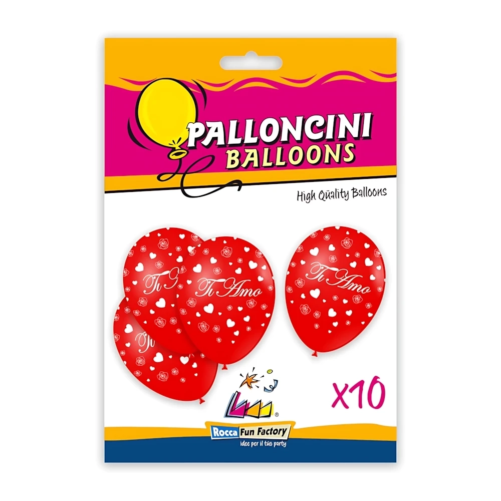 Palloncini 12" (30cm) rosso 28 con stampa bianca globo Ti Amo, 10pz.