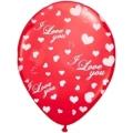Palloncini 12" (30cm) rosso 28 con stampa bianca globo I Love You, 10pz.