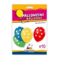 Palloncini 12" (30cm) assortiti con stampa bianca globo Pois, 10pz.