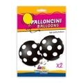 Palloncini 33" (86cm) nero 15 con stampa bianca globo Pois, 2pz.