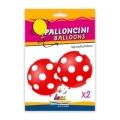 Palloncini 33" (86cm) rosso 28 con stampa bianca globo Pois, 10pz.