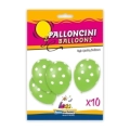 Palloncini 12" (30cm) verde 18 con stampa bianca globo Pois, 10pz.